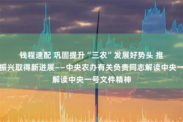 钱程速配 巩固提升“三农”发展好势头 推动乡村全面振兴取得新进展——中央农办有关负责同志解读中央一号文件精神